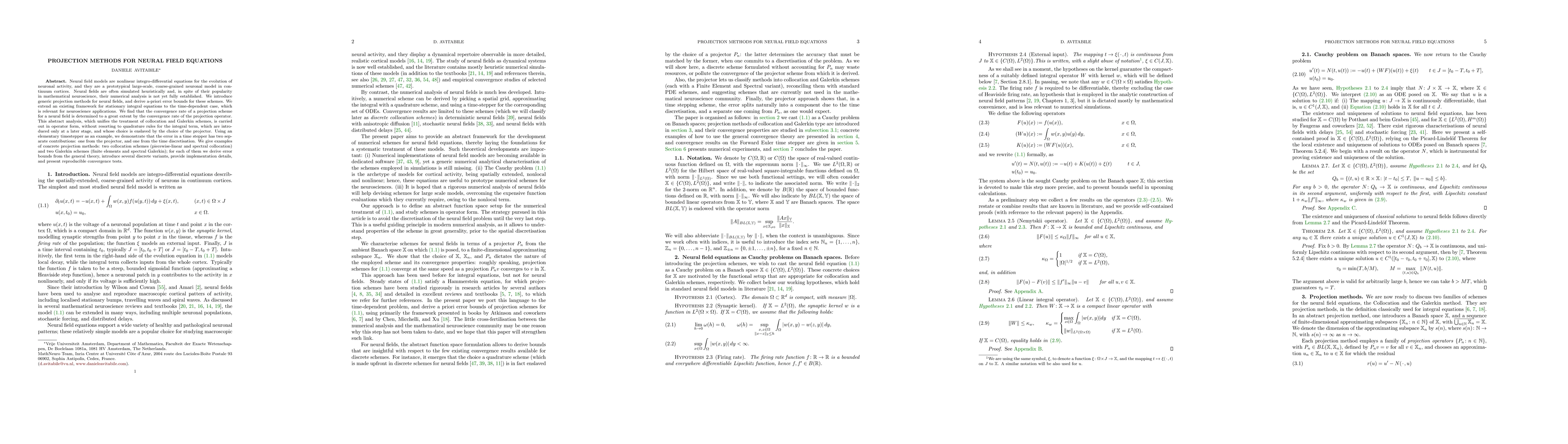 Thumbnail for Projection methods for Neural Field equations