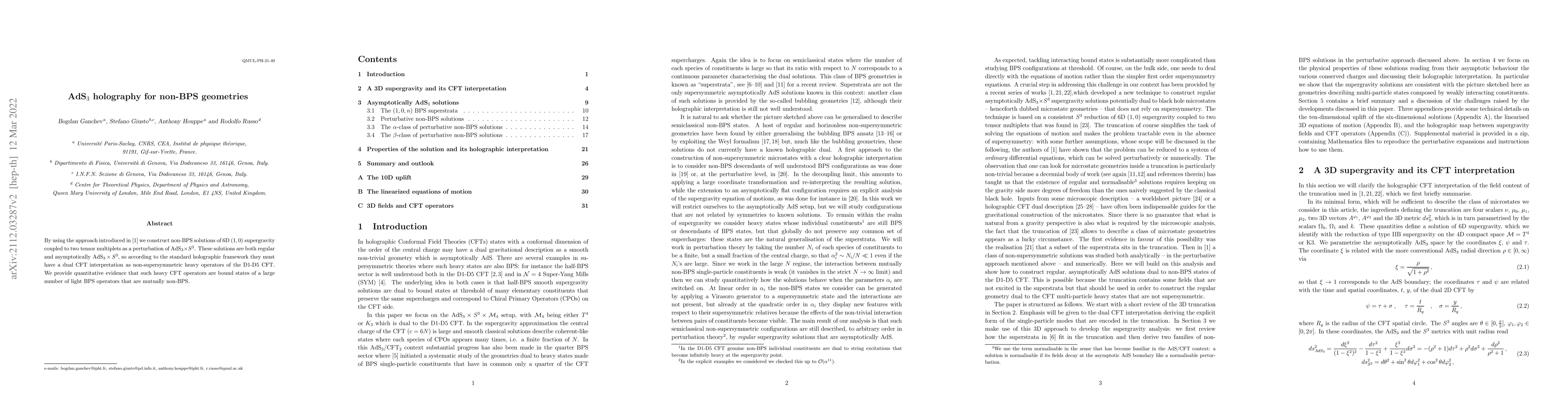 Thumbnail for AdS$_3$ holography for non-BPS geometries