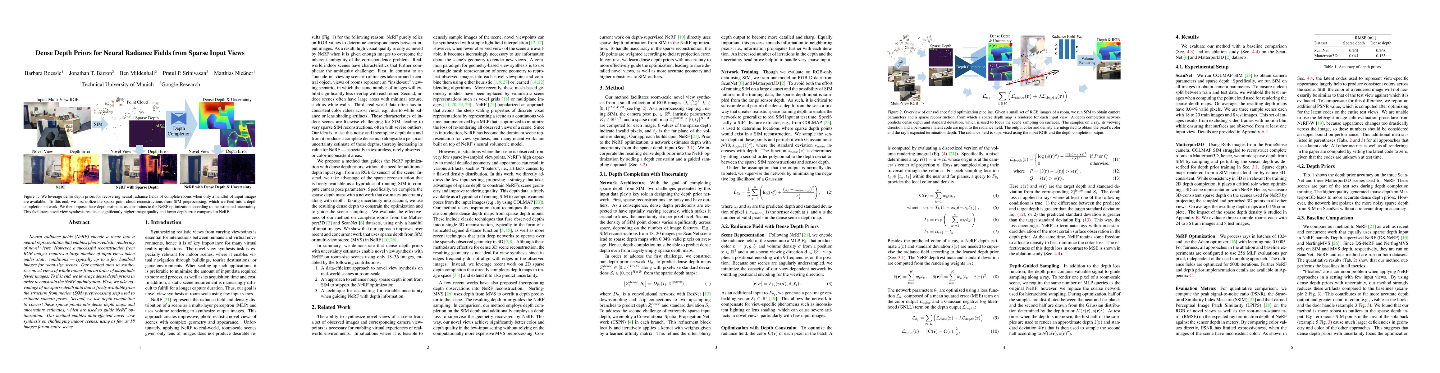 Thumbnail for Dense Depth Priors for Neural Radiance Fields from Sparse Input Views