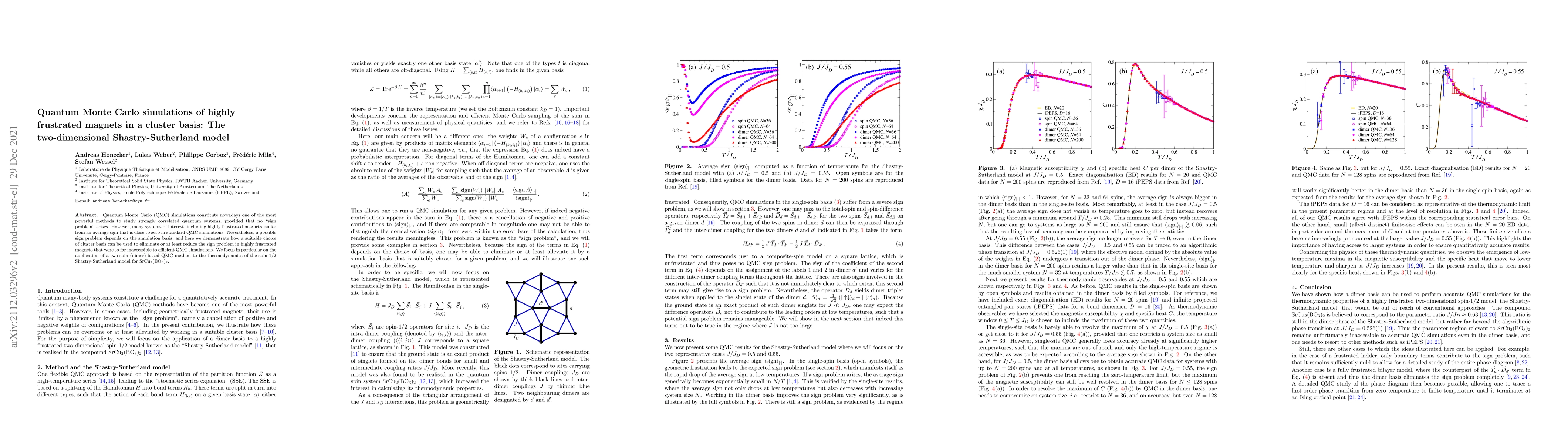 Thumbnail for Quantum Monte Carlo simulations of highly frustrated magnets in a
  cluster basis: The two-dimensional Shastry-Sutherland model