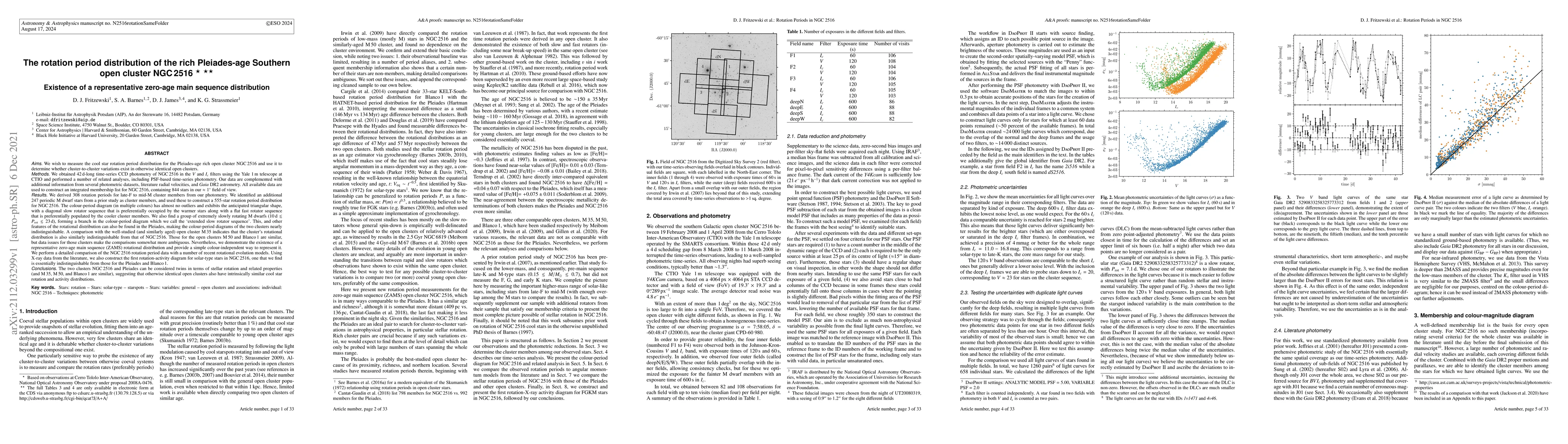 Thumbnail for The rotation period distribution of the rich Pleiades-age Southern open
  cluster NGC 2516. Existence of a representative zero-age main sequence
  distribution