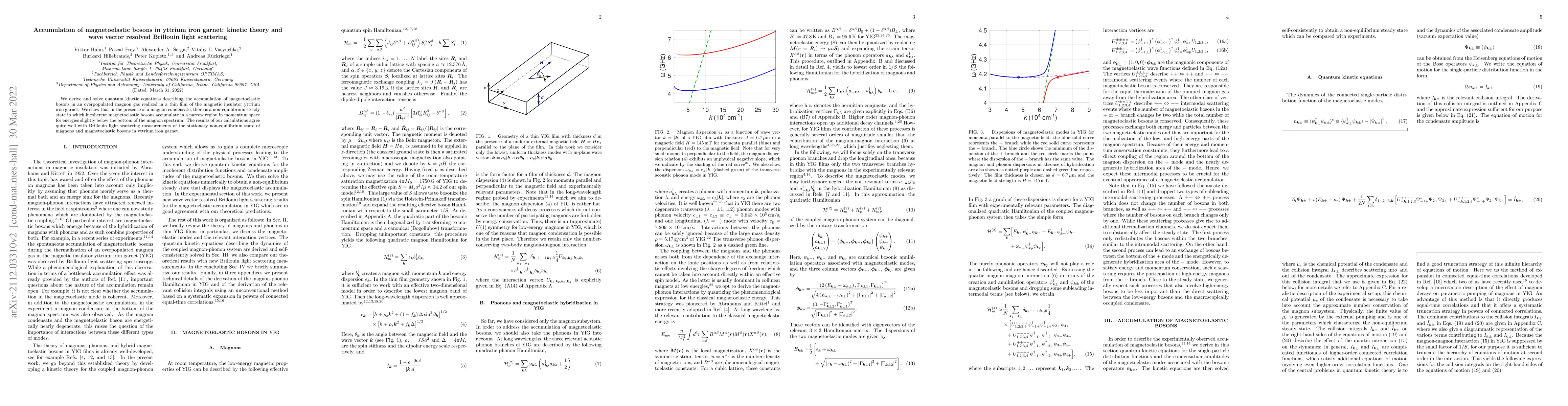 Thumbnail for Accumulation of magnetoelastic bosons in yttrium iron garnet: kinetic
  theory and wave vector resolved Brillouin light scattering
