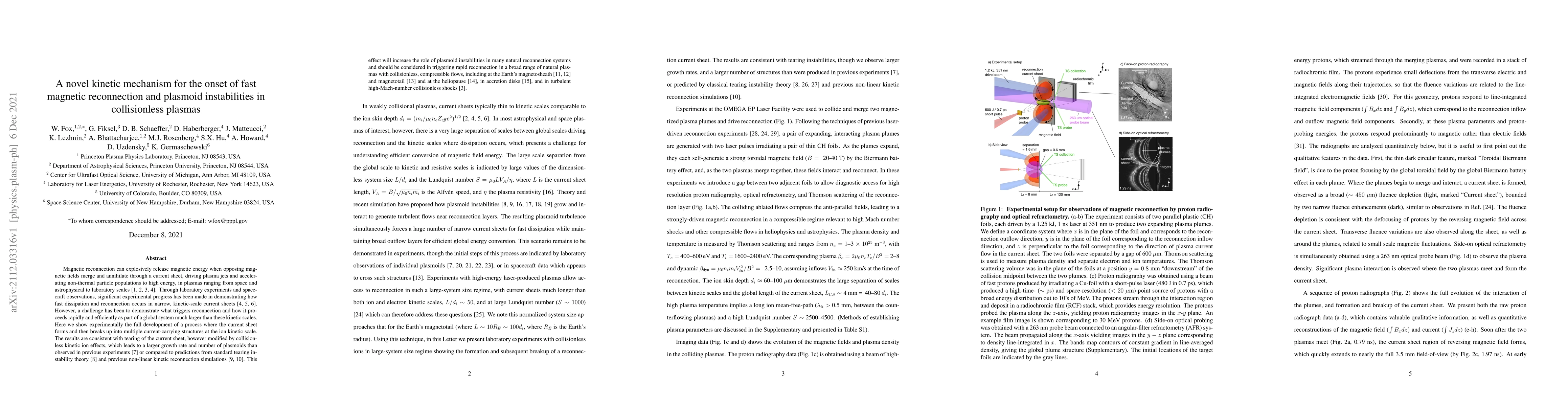Thumbnail for A novel kinetic mechanism for the onset of fast magnetic reconnection
  and plasmoid instabilities in collisionless plasmas
