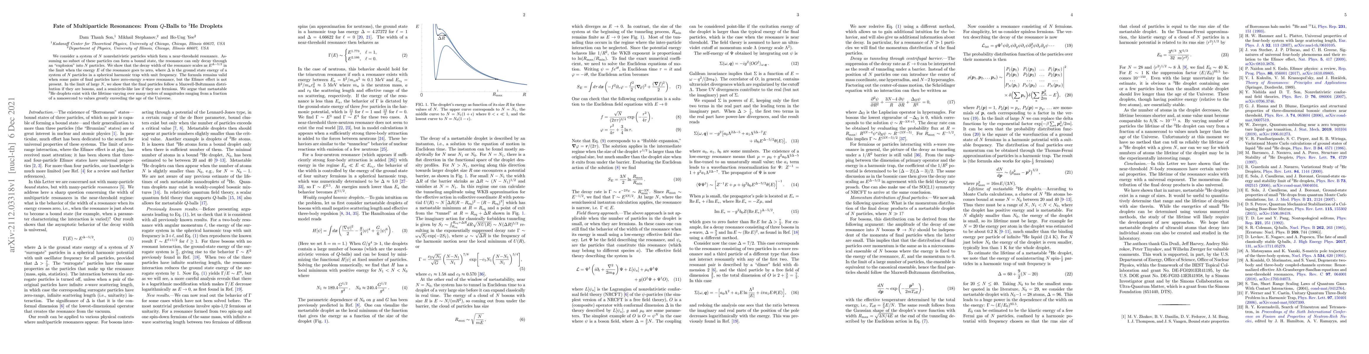 Thumbnail for Fate of Multiparticle Resonances: From $Q$-Balls to $^3$He Droplets