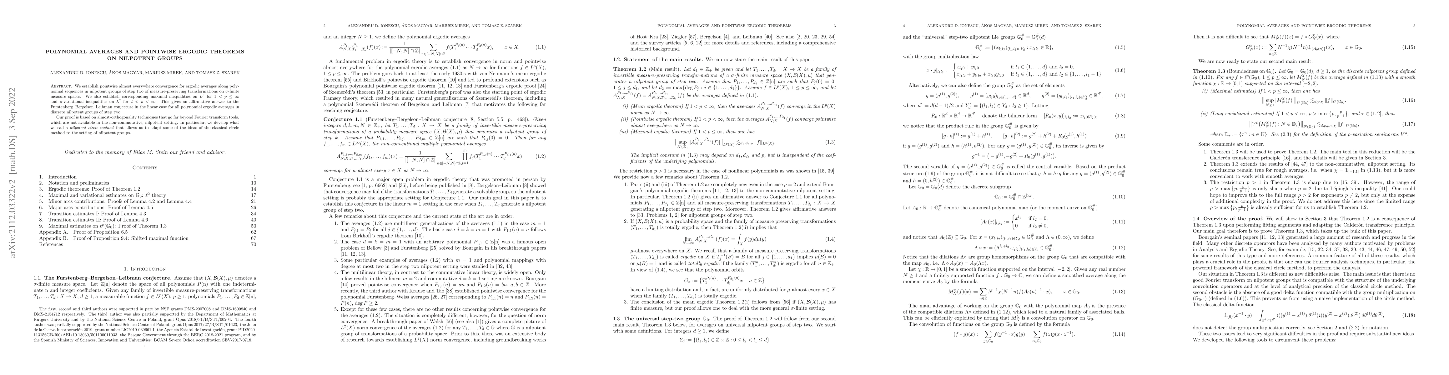 Thumbnail for Polynomial averages and pointwise ergodic theorems on nilpotent groups