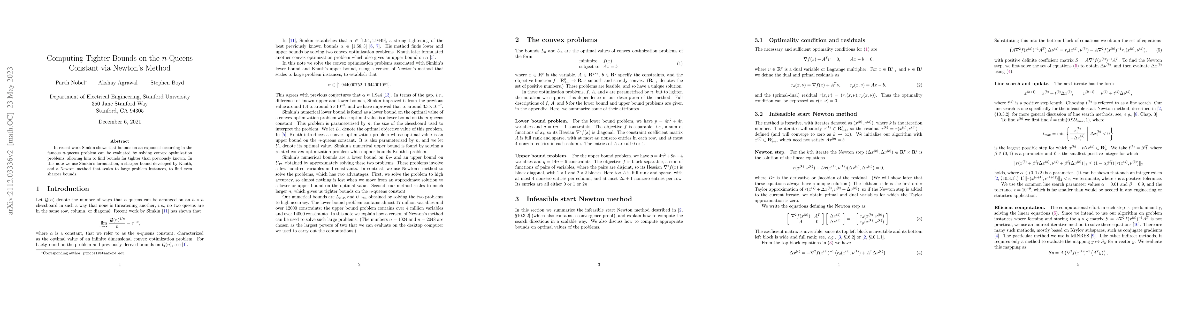 Thumbnail for Computing Tighter Bounds on the $n$-Queens Constant via Newton's Method