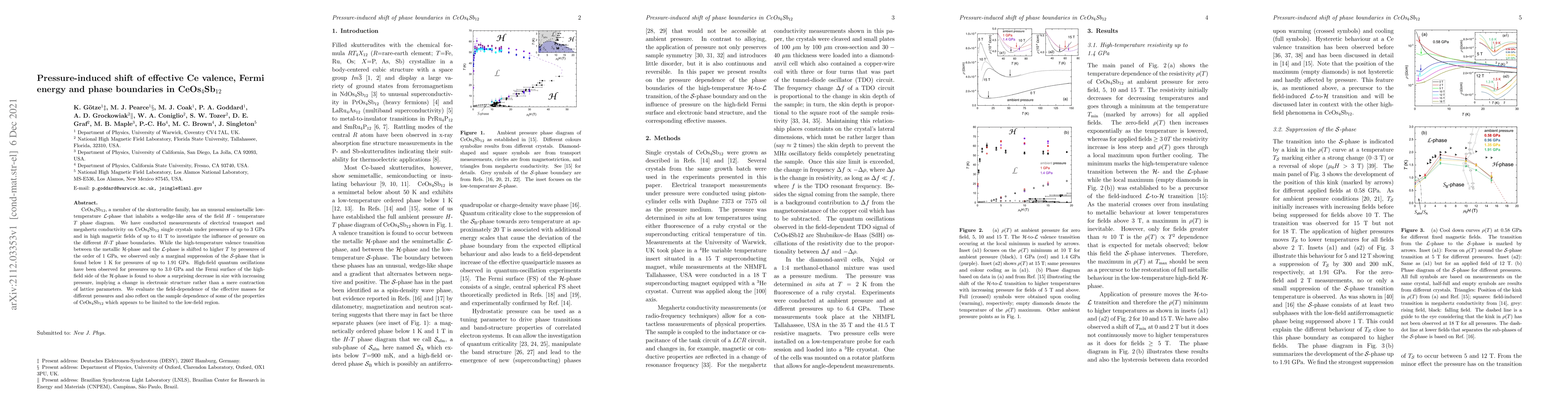 Thumbnail for Pressure-induced shift of effective Ce valence, Fermi energy and phase
  boundaries in CeOs$_4$Sb$_{12}$