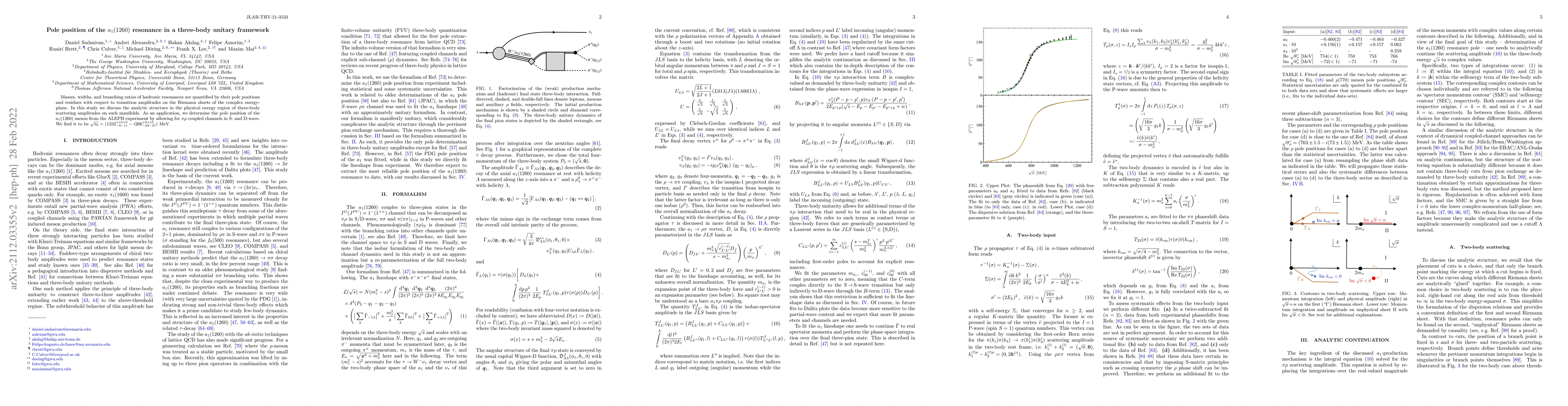 Thumbnail for Pole position of the $a_1(1260)$ resonance in a three-body unitary
  framework
