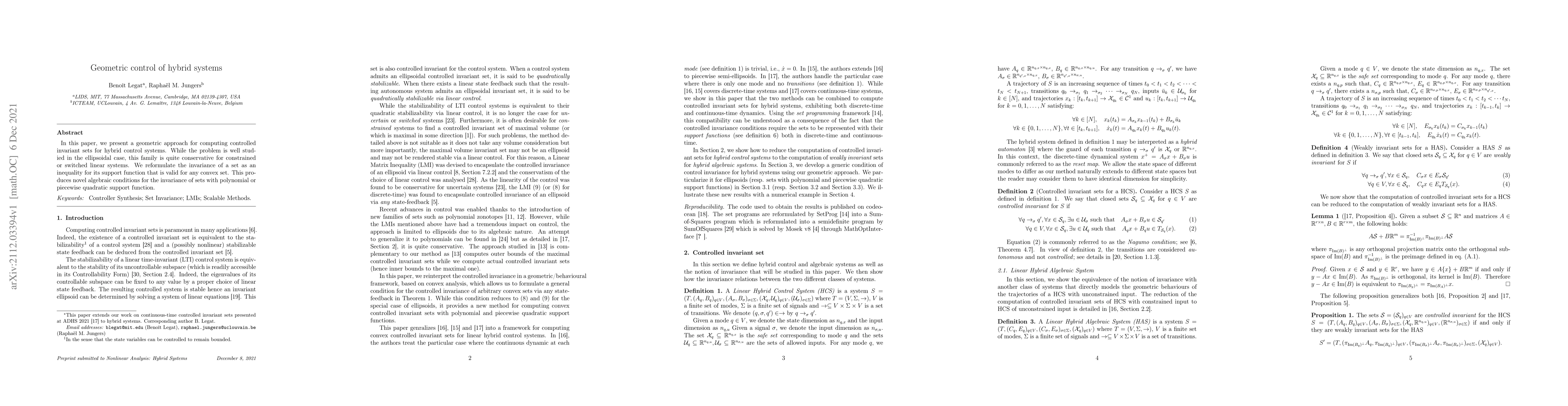 Thumbnail for Geometric control of hybrid systems