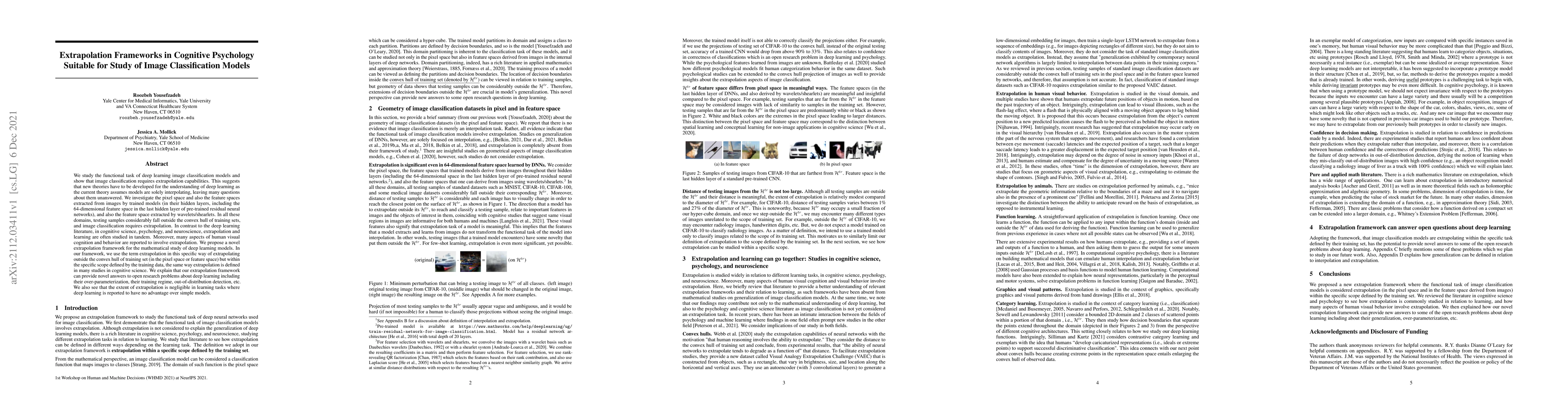 Thumbnail for Extrapolation Frameworks in Cognitive Psychology Suitable for Study of
  Image Classification Models