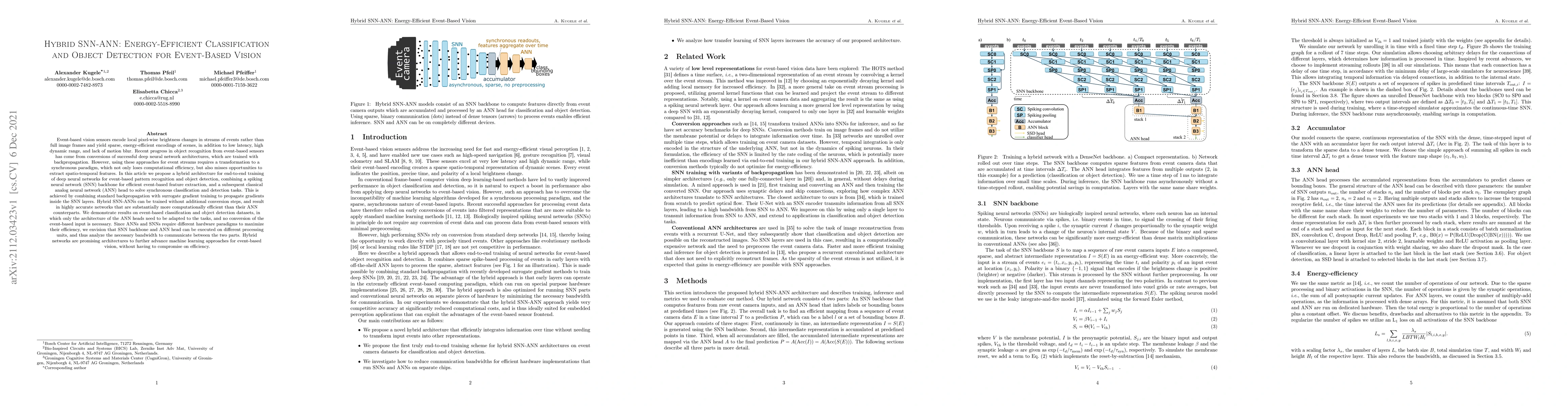 Thumbnail for Hybrid SNN-ANN: Energy-Efficient Classification and Object Detection for
  Event-Based Vision