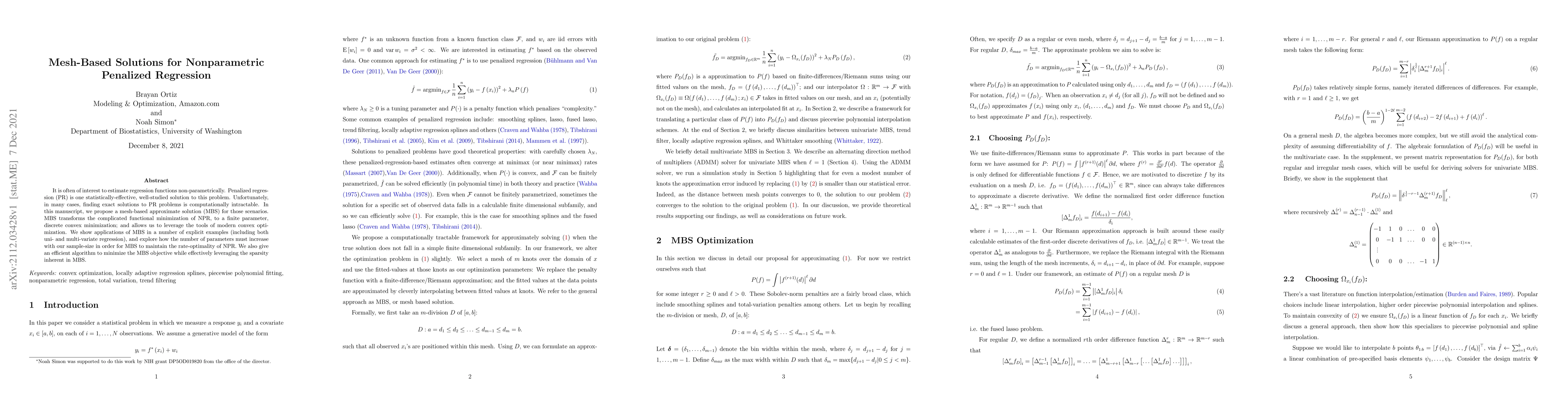 Thumbnail for Mesh-Based Solutions for Nonparametric Penalized Regression