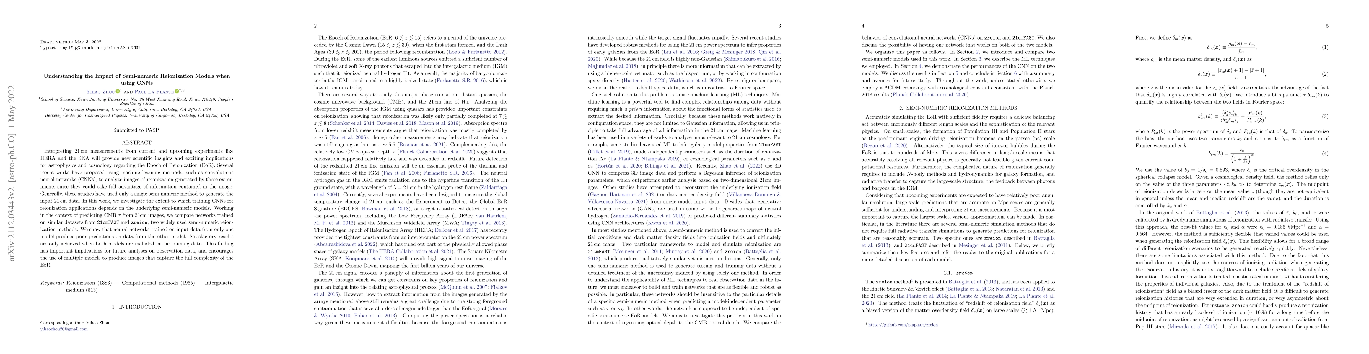 Thumbnail for Understanding the Impact of Semi-numeric Reionization Models when using
  CNNs