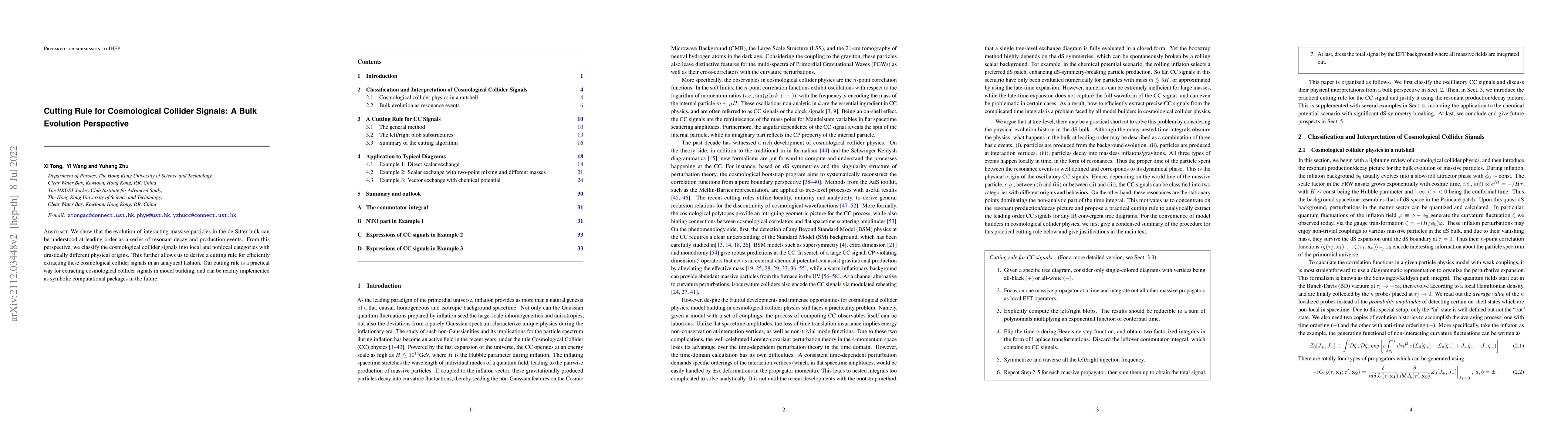 Thumbnail for Cutting Rule for Cosmological Collider Signals: A Bulk Evolution
  Perspective