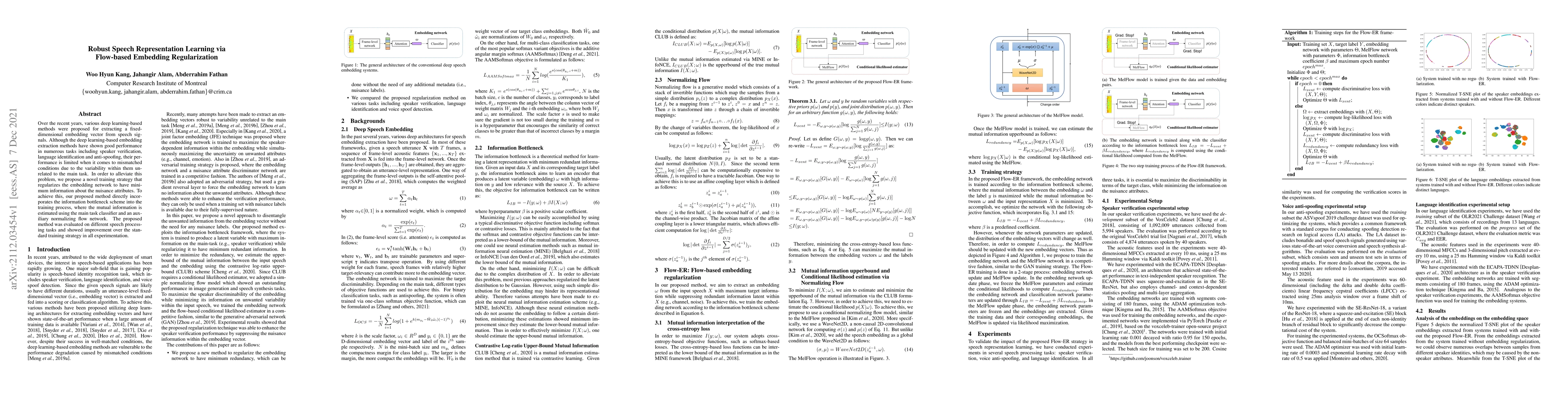 Thumbnail for Robust Speech Representation Learning via Flow-based Embedding
  Regularization