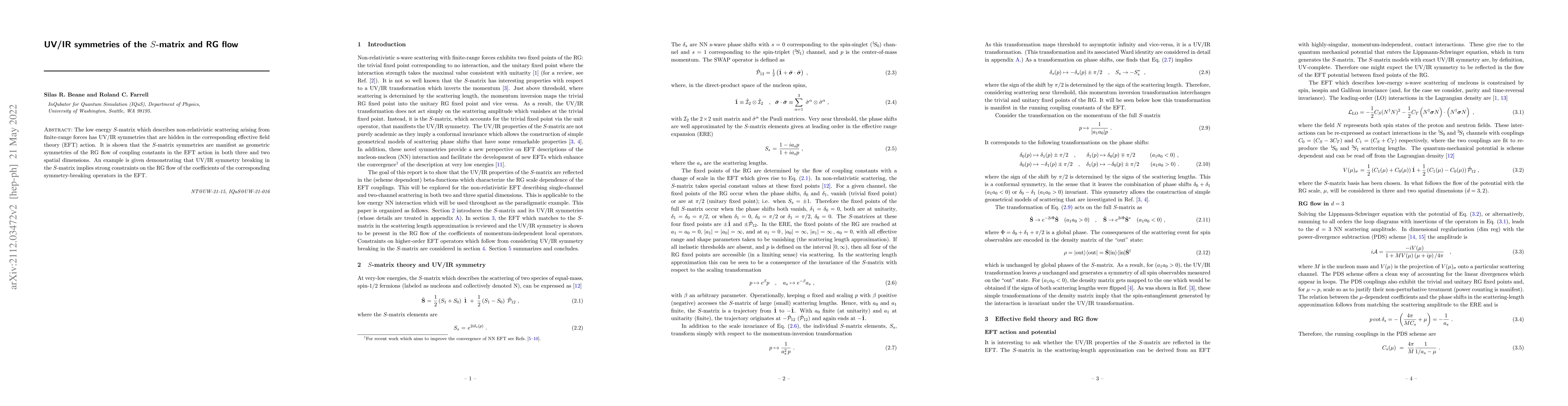 Thumbnail for UV/IR symmetries of the $S$-matrix and RG flow