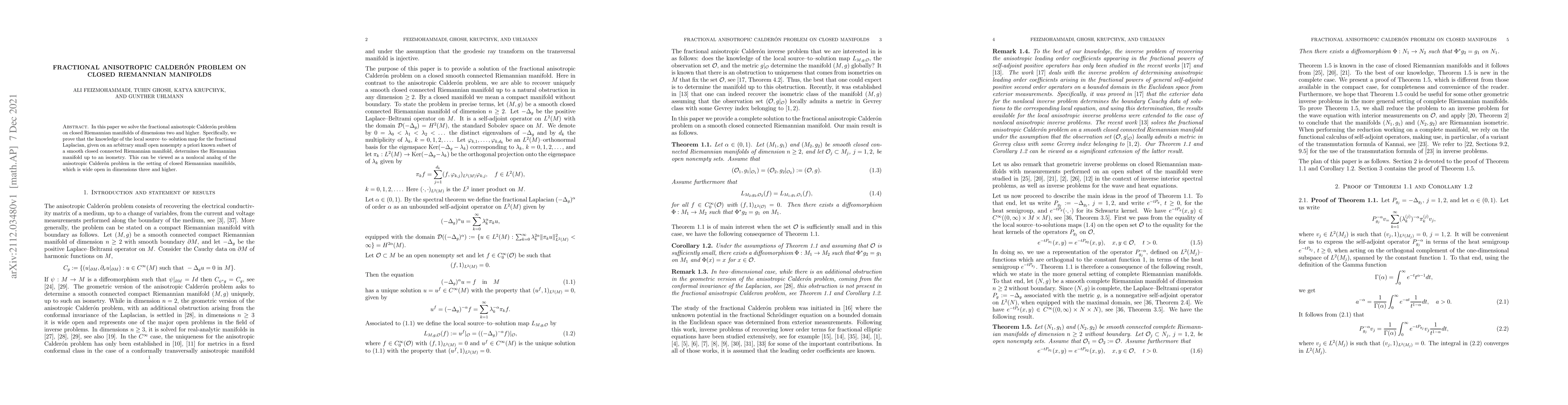 Thumbnail for Fractional anisotropic Calder\'on problem on closed Riemannian manifolds