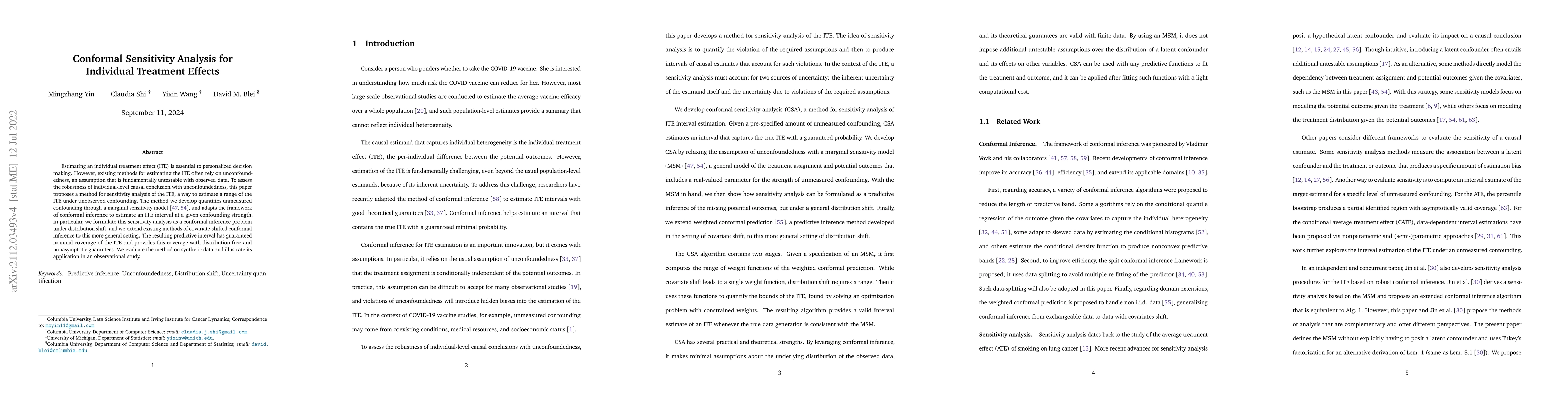 Thumbnail for Conformal Sensitivity Analysis for Individual Treatment Effects