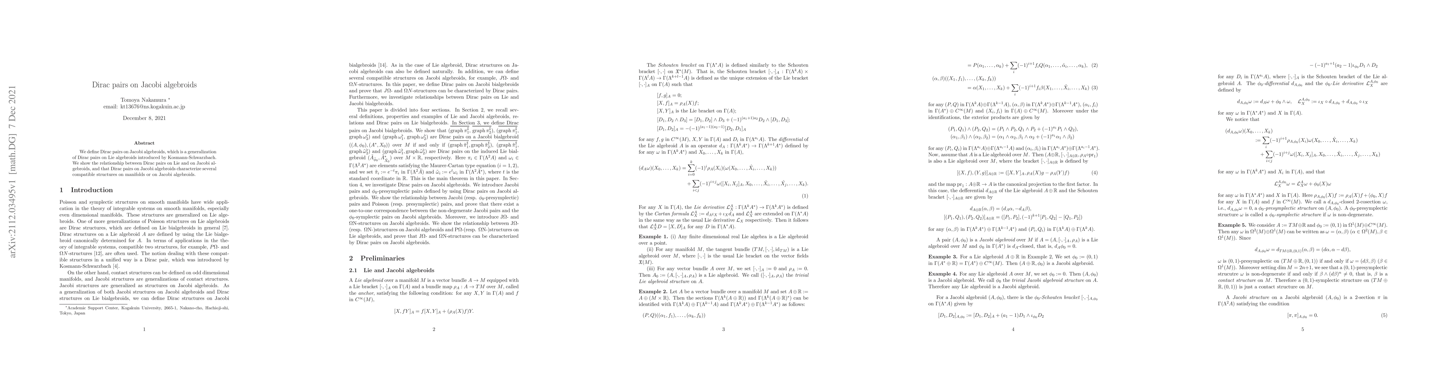 Thumbnail for Dirac pairs on Jacobi algebroids