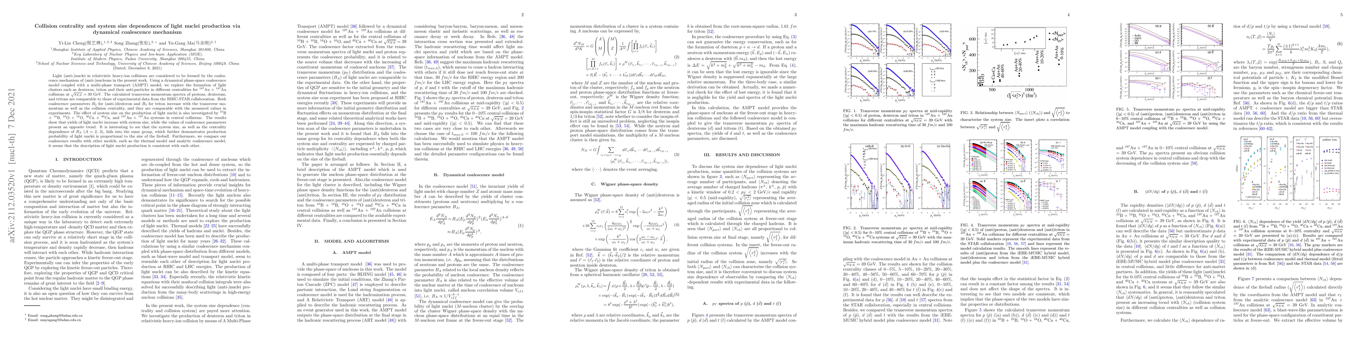 Thumbnail for Collision centrality and system size dependences of light nuclei
  production via dynamical coalescence mechanism