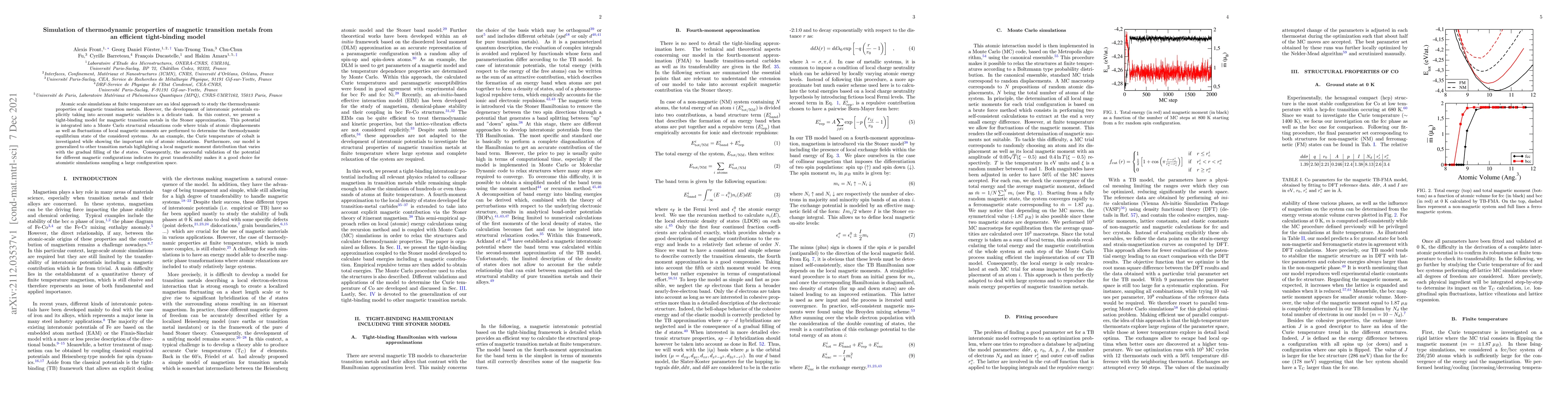 Thumbnail for Simulation of thermodynamic properties of magnetic transition metals
  from an efficient tight-binding model