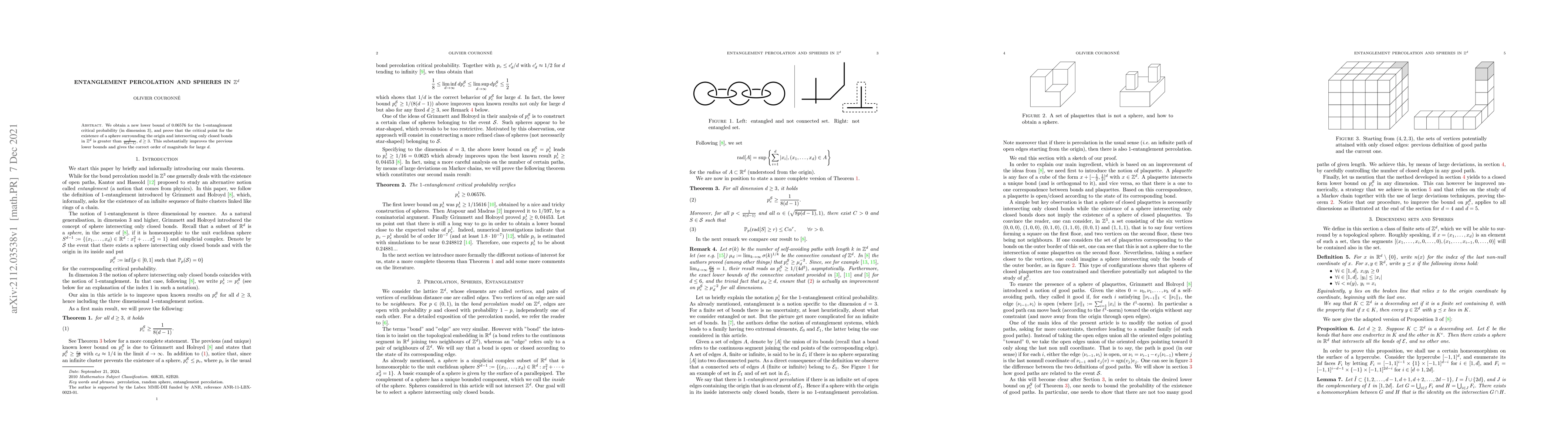 Thumbnail for Entanglement percolation and spheres in $\mathbb{Z}^d$