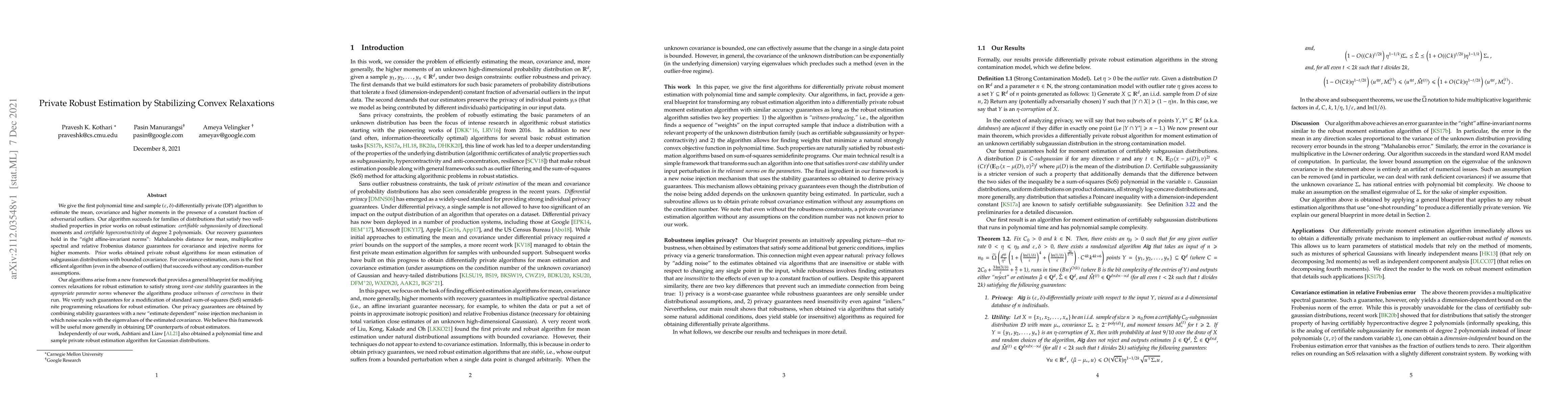 Thumbnail for Private Robust Estimation by Stabilizing Convex Relaxations