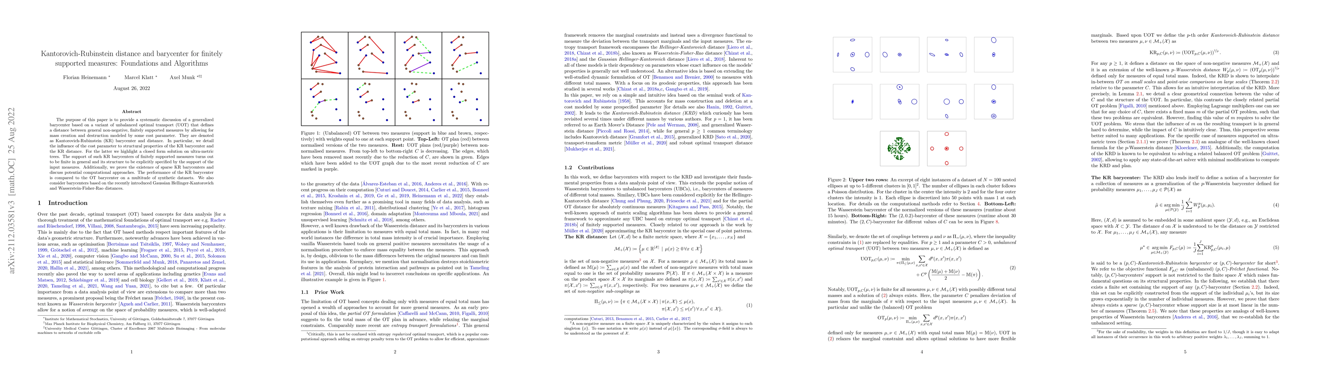 Thumbnail for Kantorovich-Rubinstein distance and barycenter for finitely supported
  measures: Foundations and Algorithms