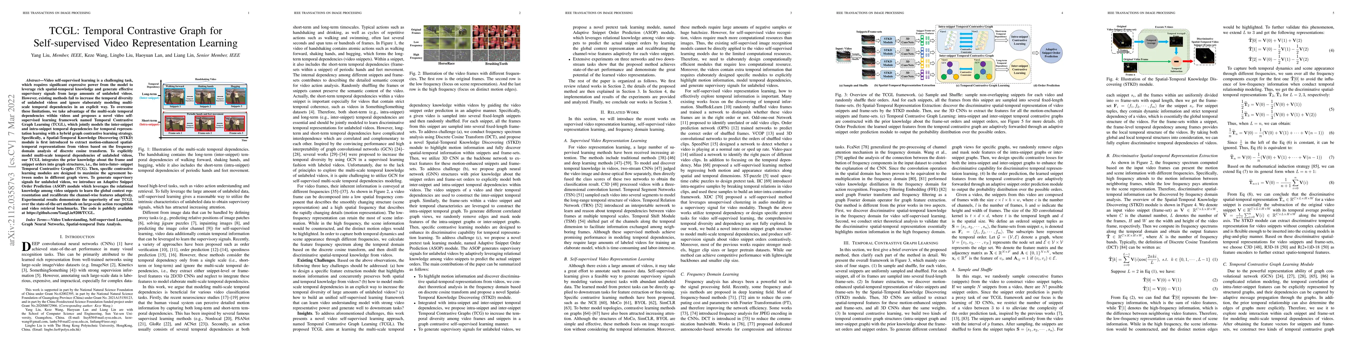 Thumbnail for TCGL: Temporal Contrastive Graph for Self-supervised Video
  Representation Learning