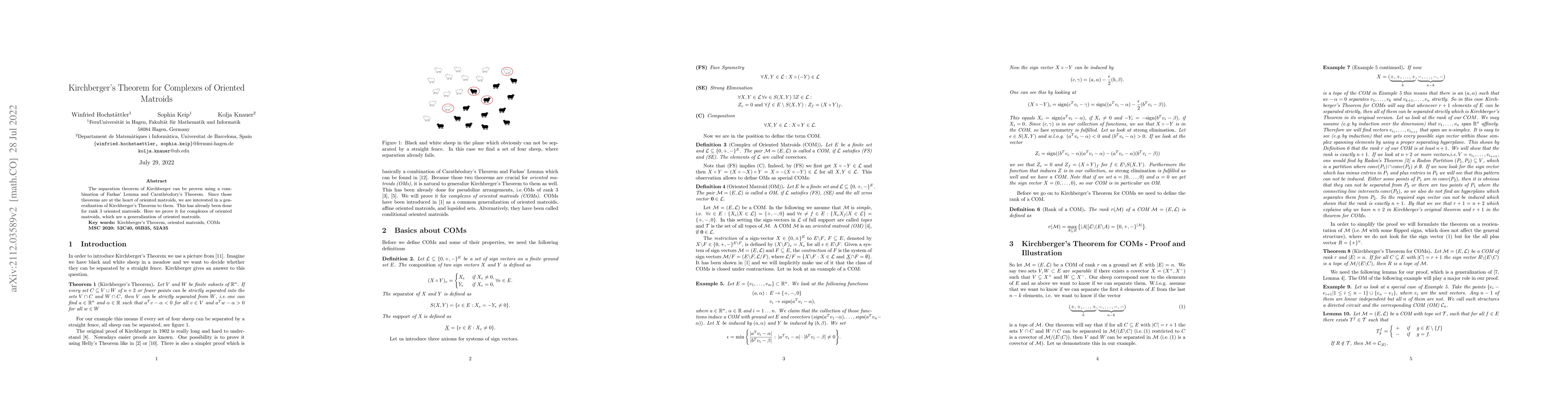 Thumbnail for Kirchberger's Theorem for Complexes of Oriented Matroids