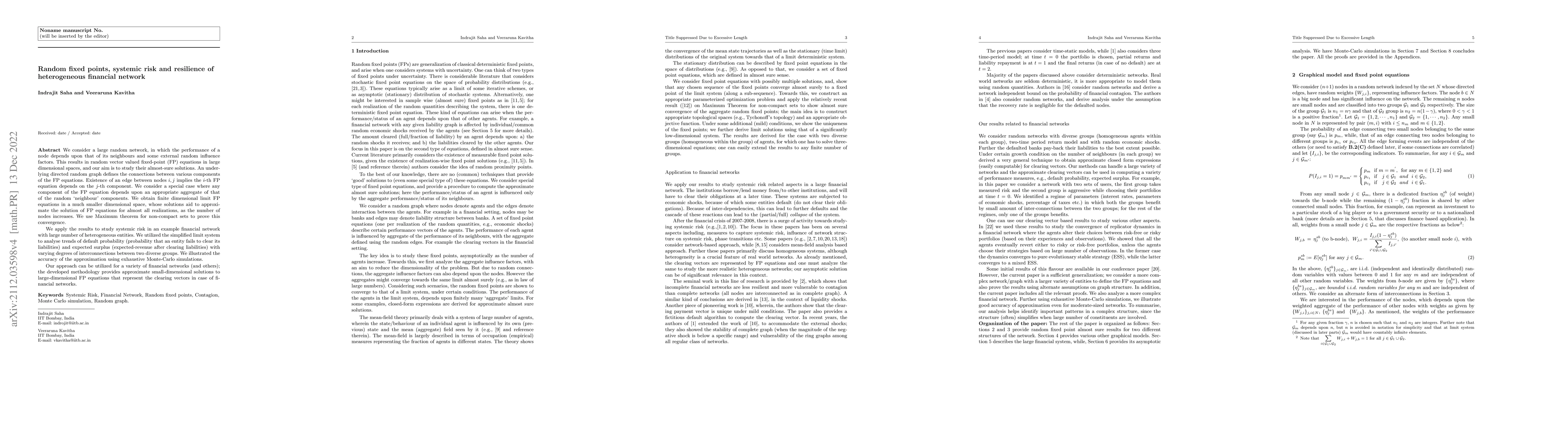 Thumbnail for Random fixed points, systemic risk and resilience of heterogeneous
  financial network
