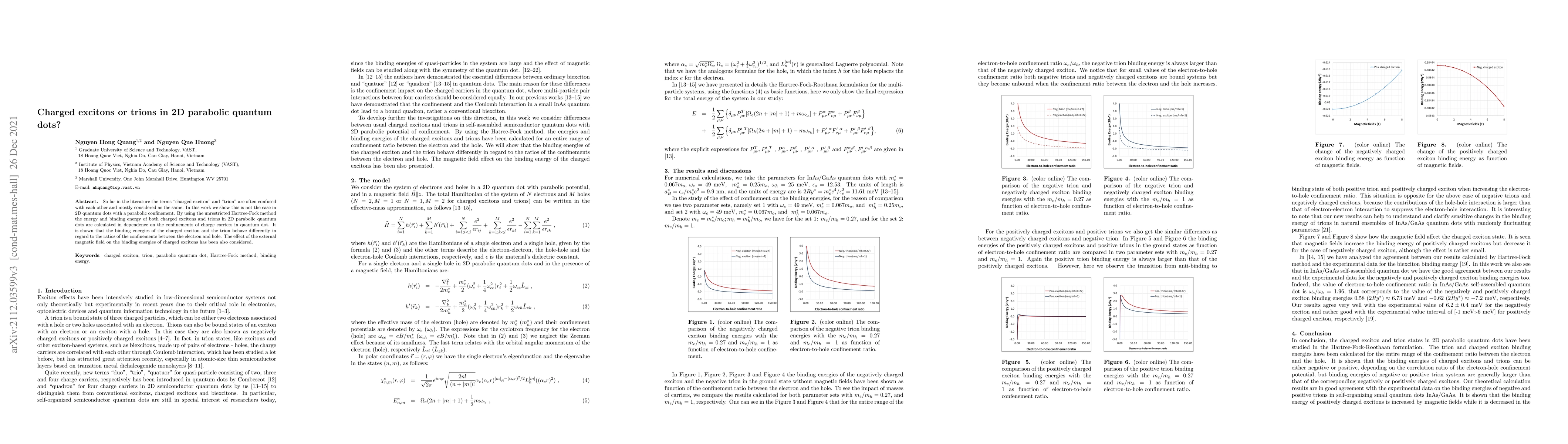 Thumbnail for Charged excitons or trions in 2D parabolic quantum dots?