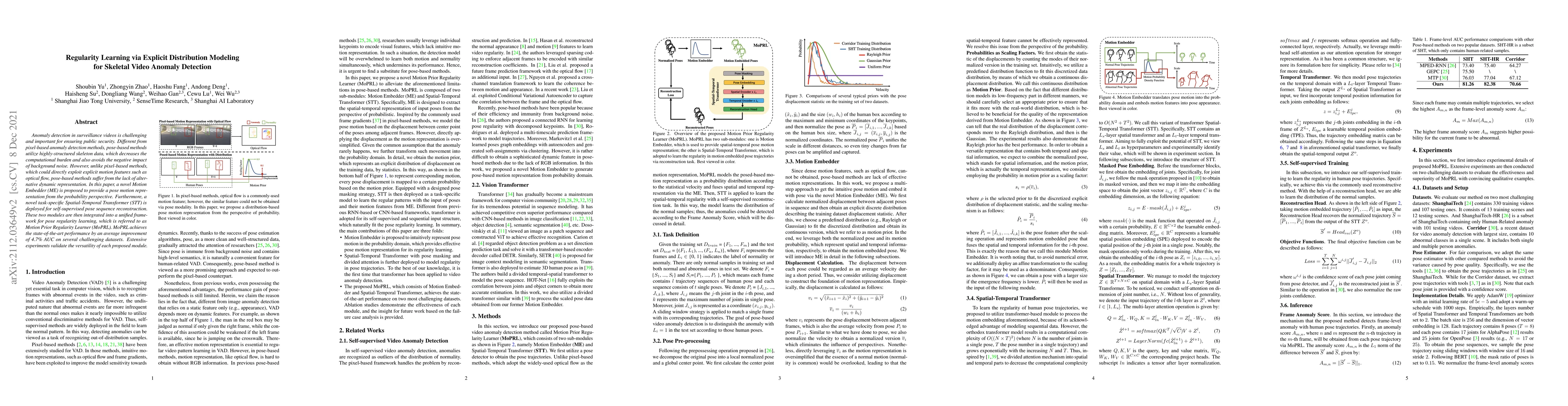Thumbnail for Regularity Learning via Explicit Distribution Modeling for Skeletal
  Video Anomaly Detection