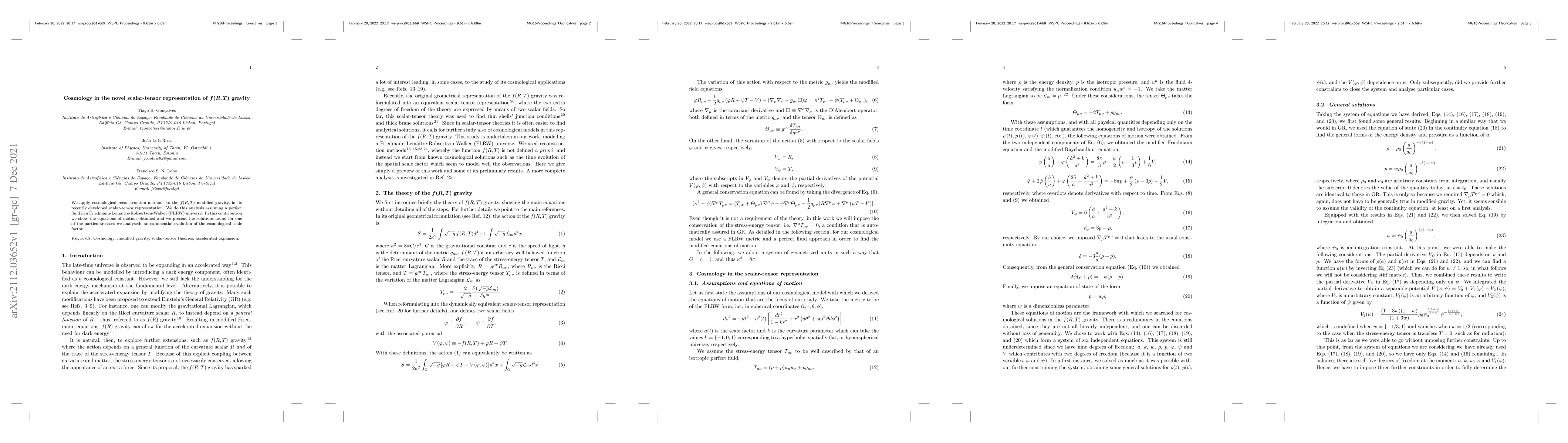 Thumbnail for Cosmology in the novel scalar-tensor representation of $f(R,T)$ gravity