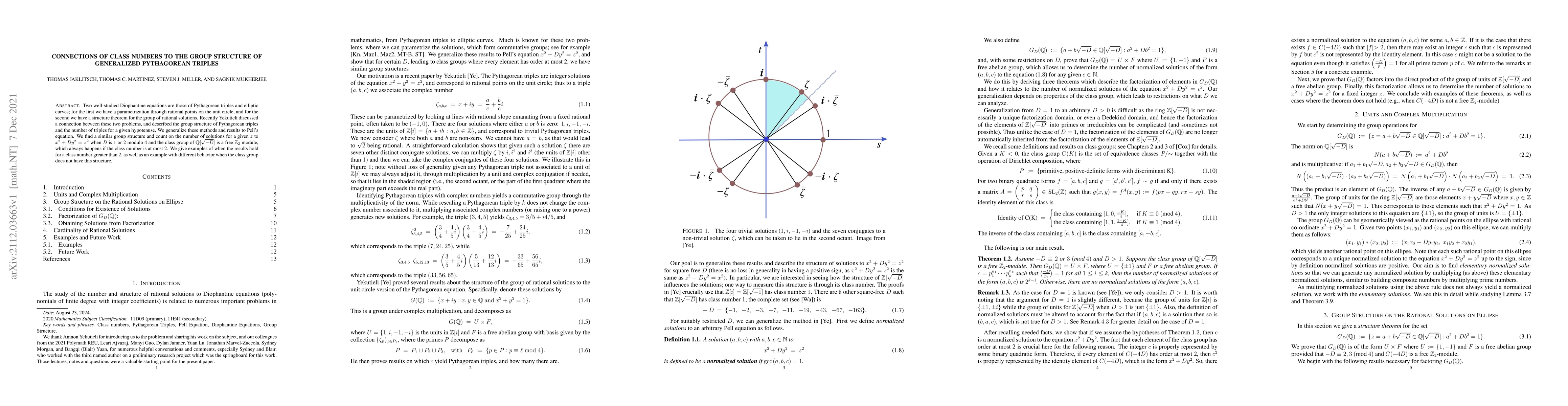 Thumbnail for Connections of Class Numbers to the Group Structure of Generalized
  Pythagorean Triples