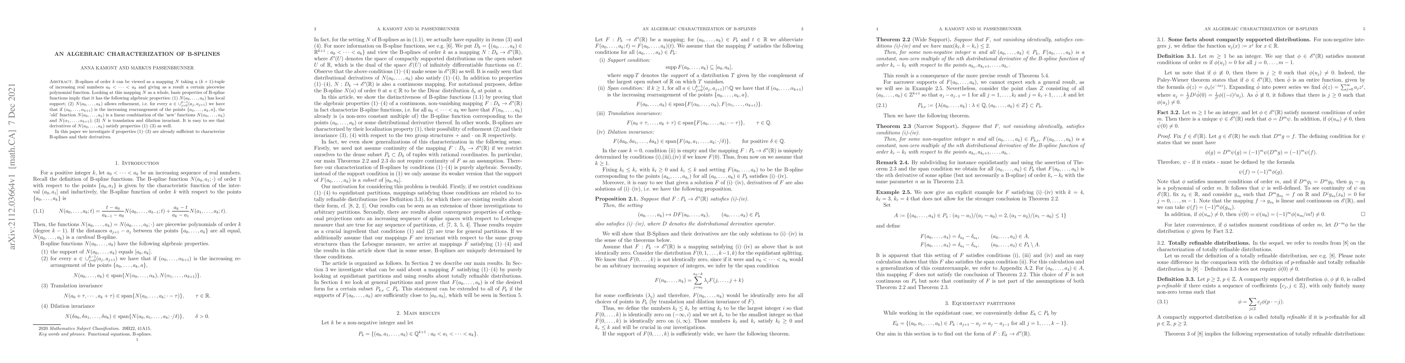 Thumbnail for An algebraic characterization of B-splines