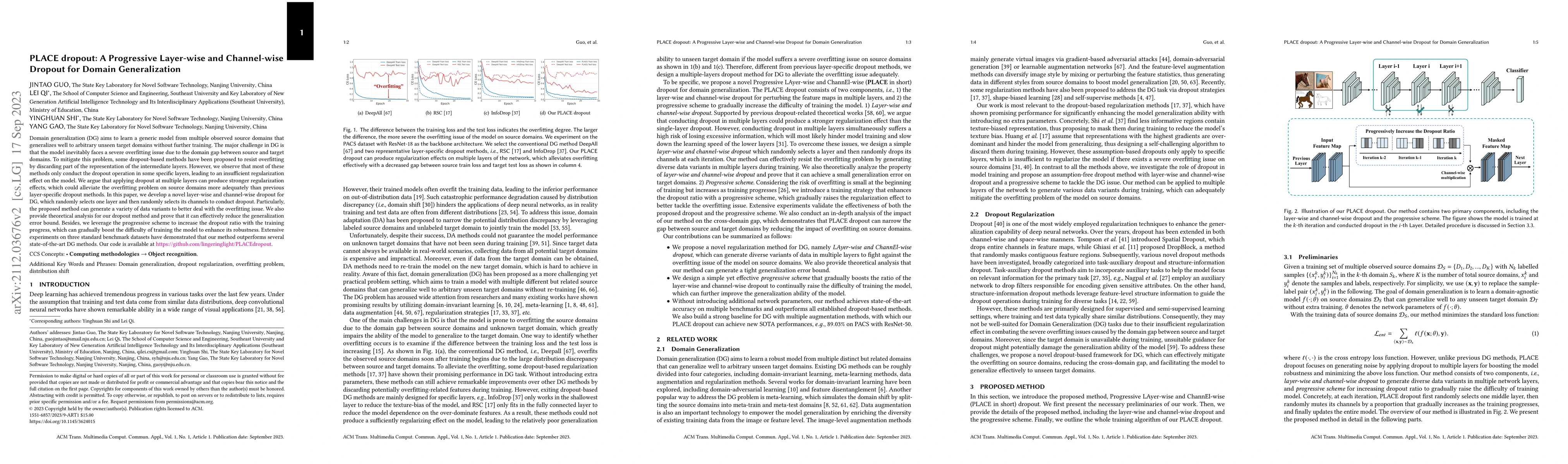 Thumbnail for PLACE dropout: A Progressive Layer-wise and Channel-wise Dropout for
  Domain Generalization