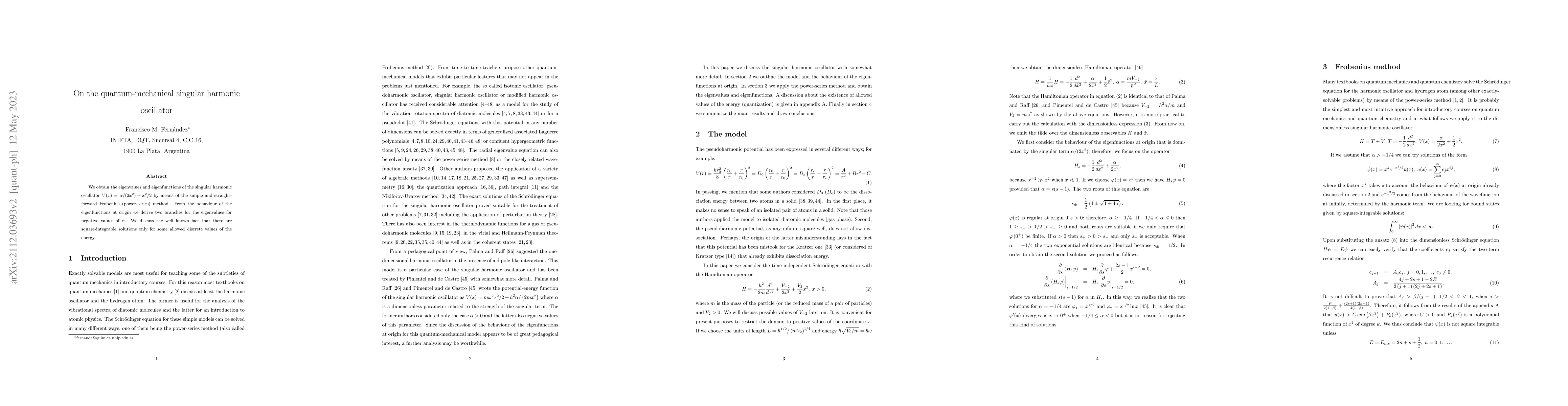 Thumbnail for On the quantum-mechanical singular harmonic oscillator
