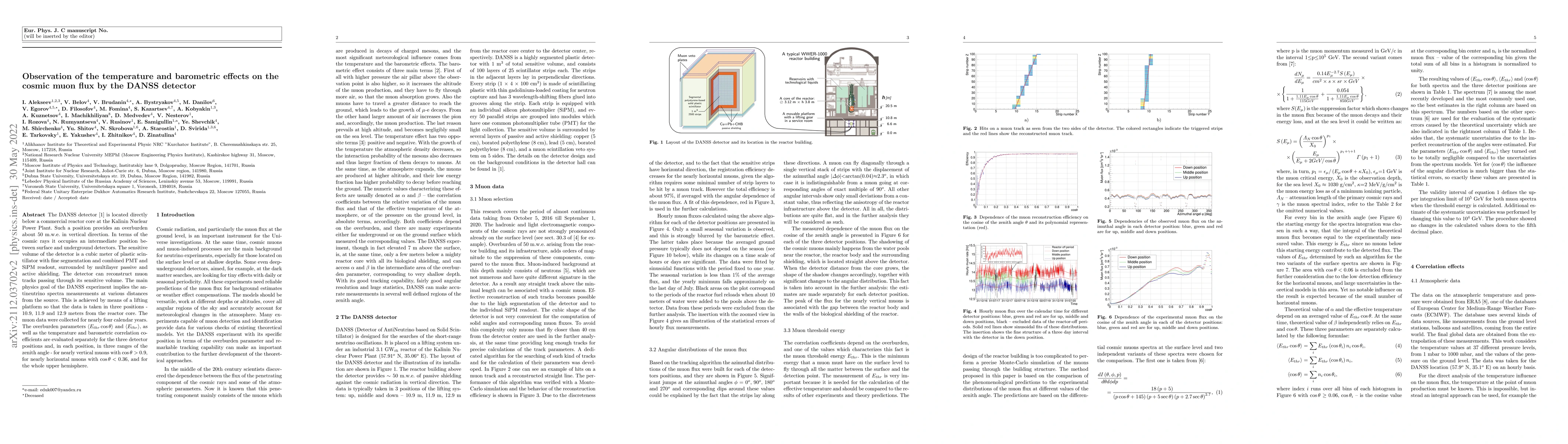 Thumbnail for Observation of the temperature and barometric effects on the cosmic muon
  flux by the DANSS detector