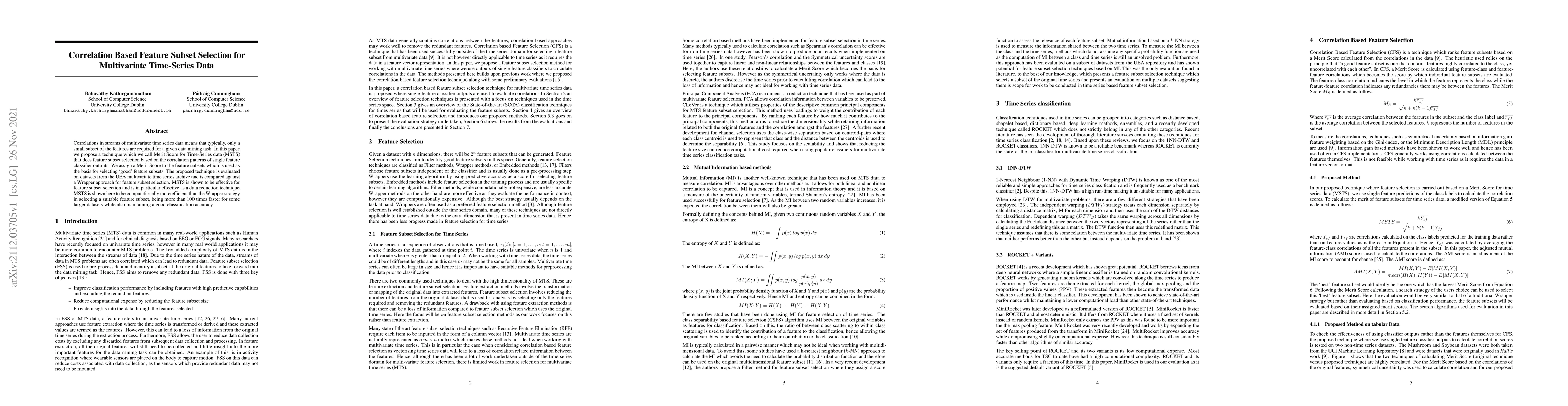 Thumbnail for Correlation Based Feature Subset Selection for Multivariate Time-Series
  Data