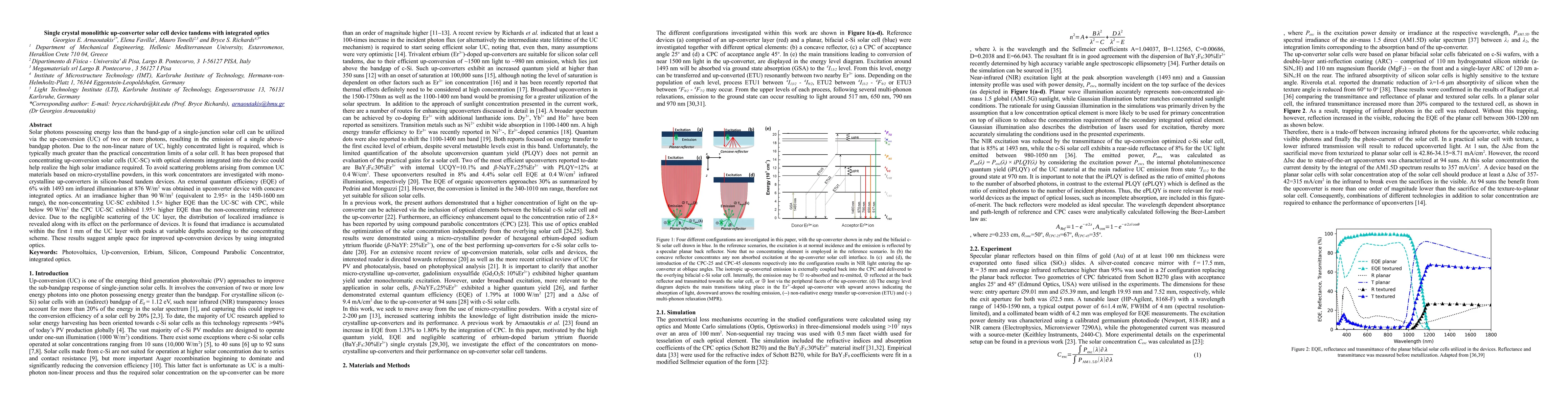 Thumbnail for Single crystal monolithic up-converter solar cell device tandems with
  integrated optics