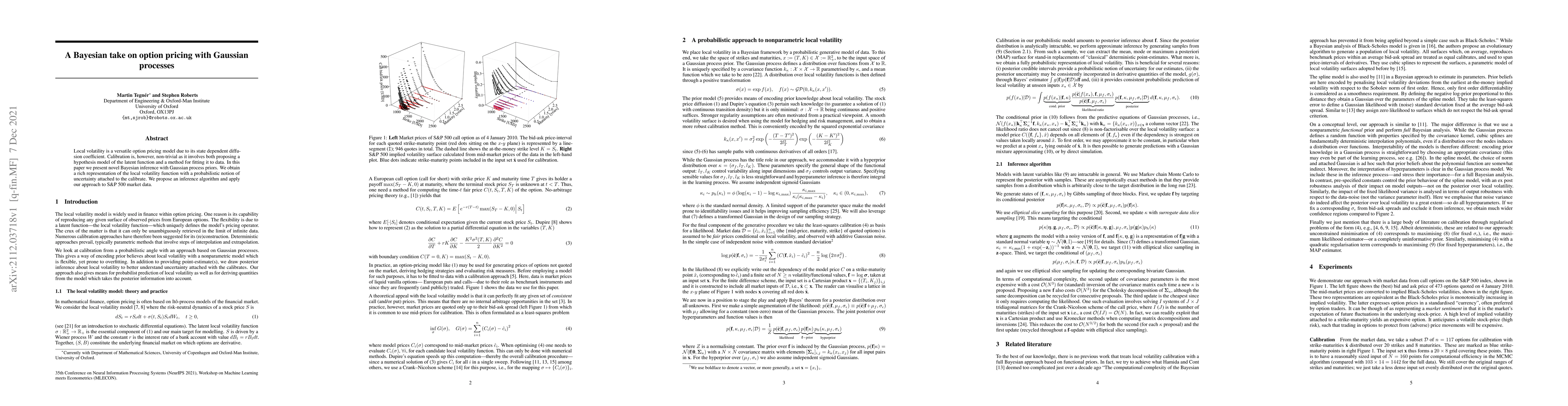 Thumbnail for A Bayesian take on option pricing with Gaussian processes