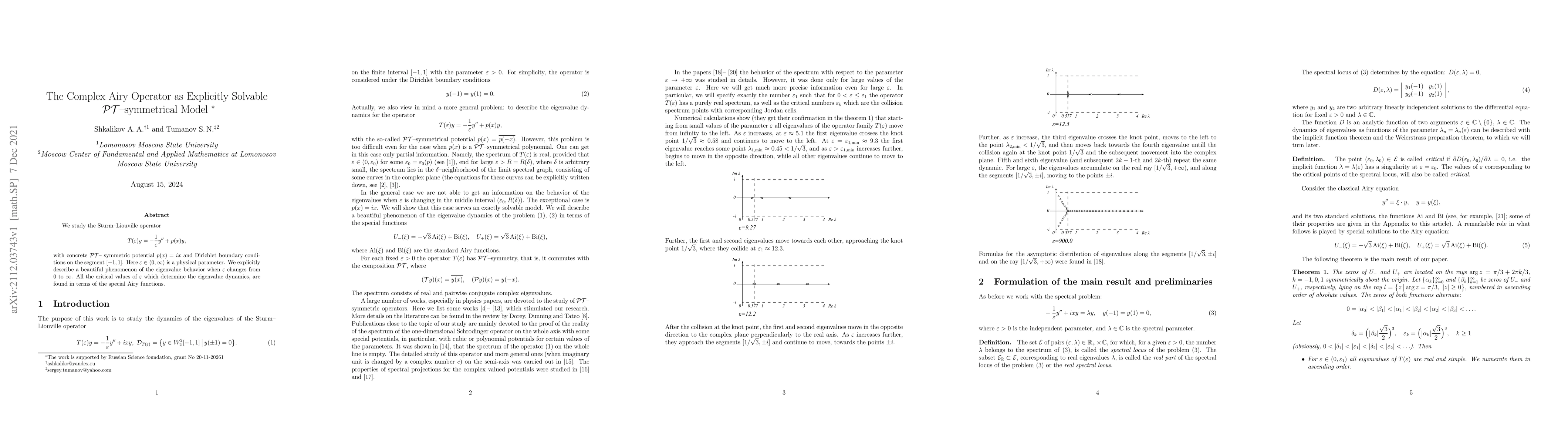 Thumbnail for The Complex Airy Operator as Explicitly Solvable PT-symmetrical Model