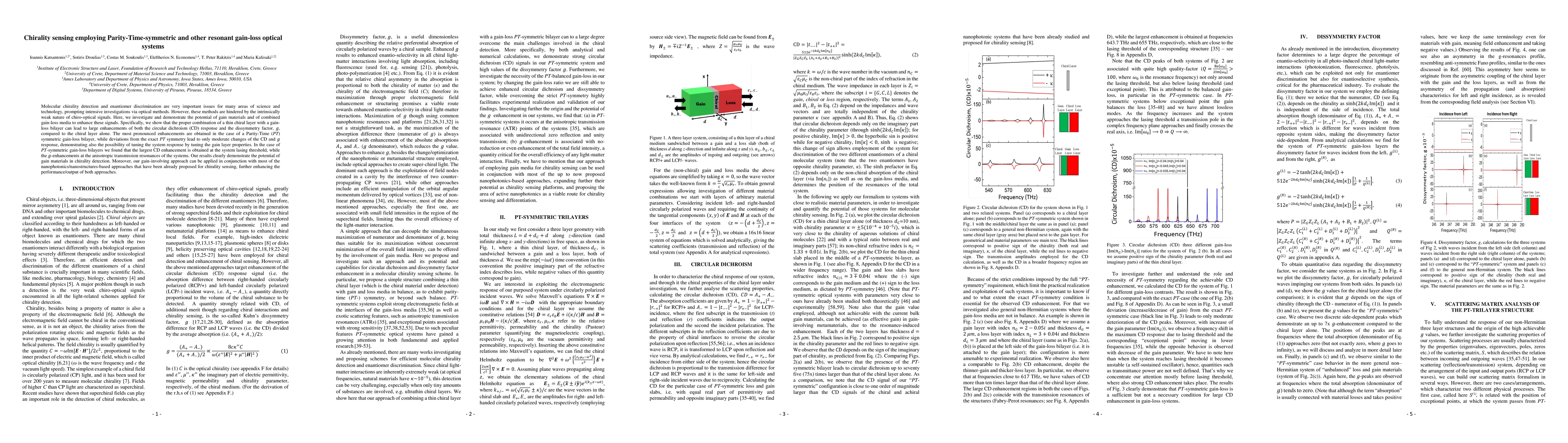 Thumbnail for Chirality sensing employing PT-symmetric and other resonant gain-loss
  optical systems