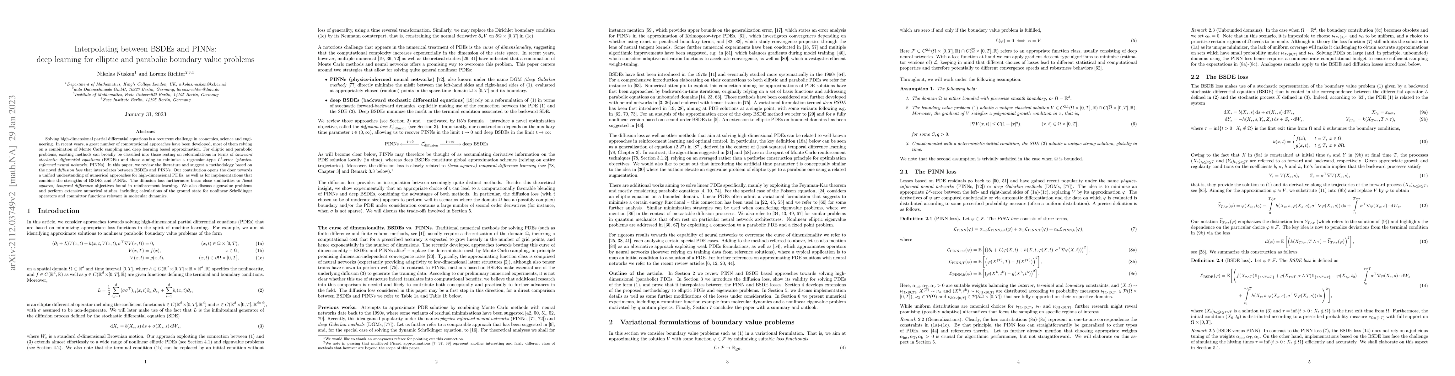 Thumbnail for Interpolating between BSDEs and PINNs: deep learning for elliptic and
  parabolic boundary value problems
