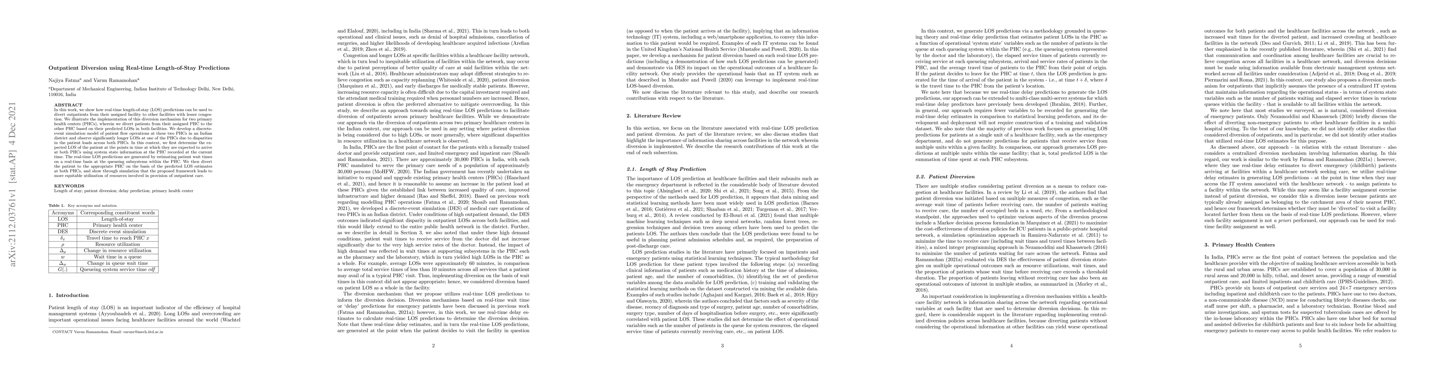 Thumbnail for Outpatient Diversion using Real-Time Length-of-Stay Predictions
