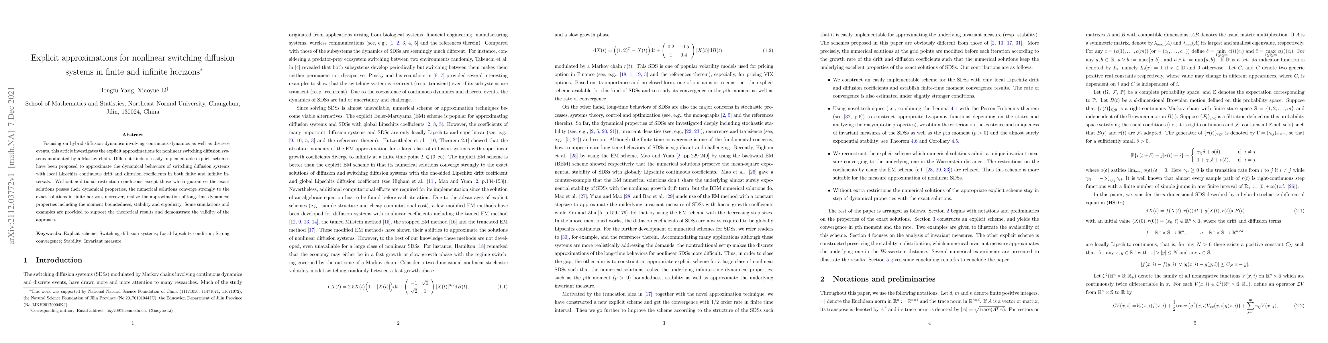 Thumbnail for Explicit approximations for nonlinear switching diffusion systems in
  finite and infinite horizons