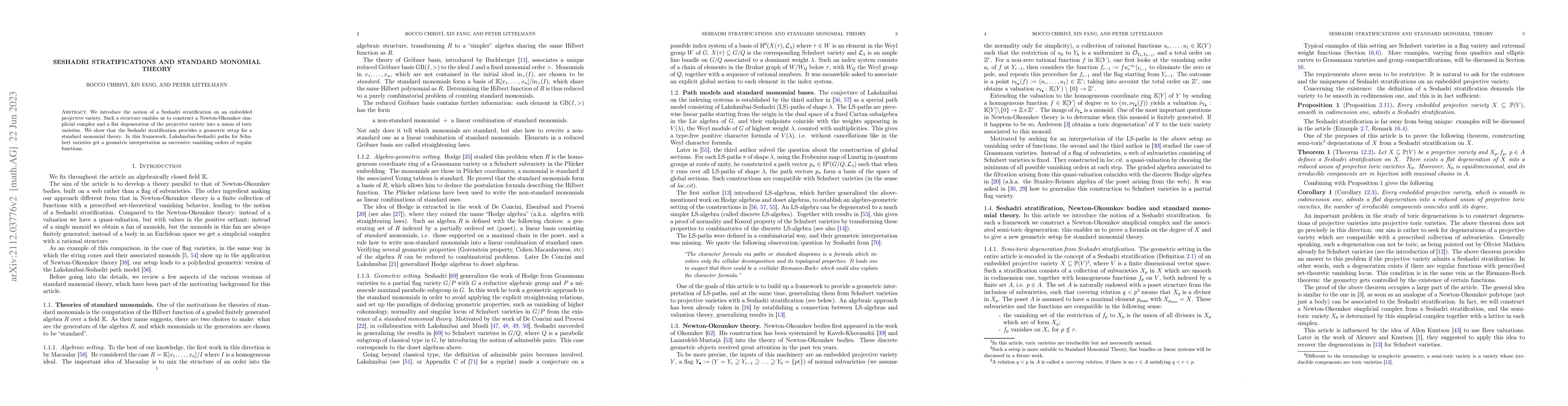 Thumbnail for Seshadri stratifications and standard monomial theory