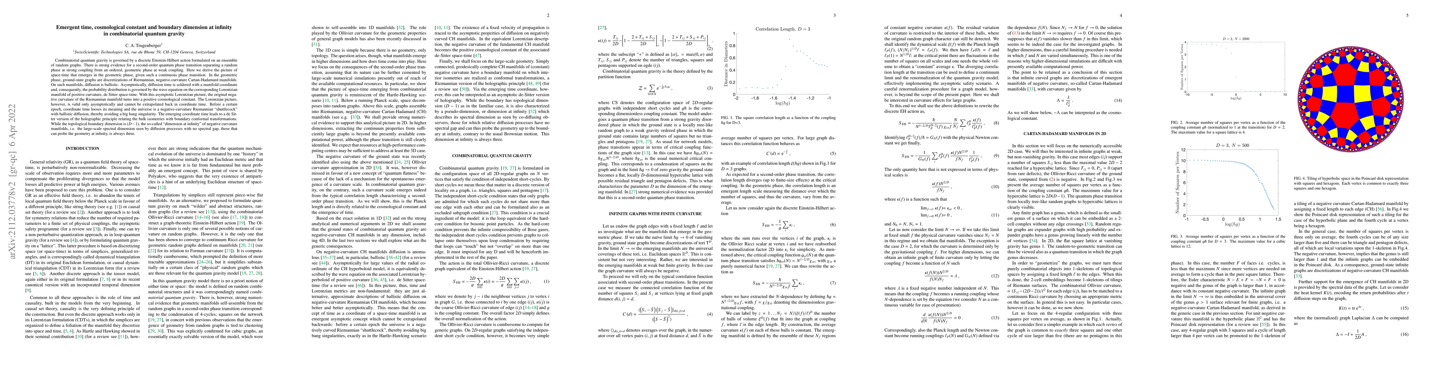 Thumbnail for Emergent time, cosmological constant and boundary dimension at infinity
  in combinatorial quantum gravity