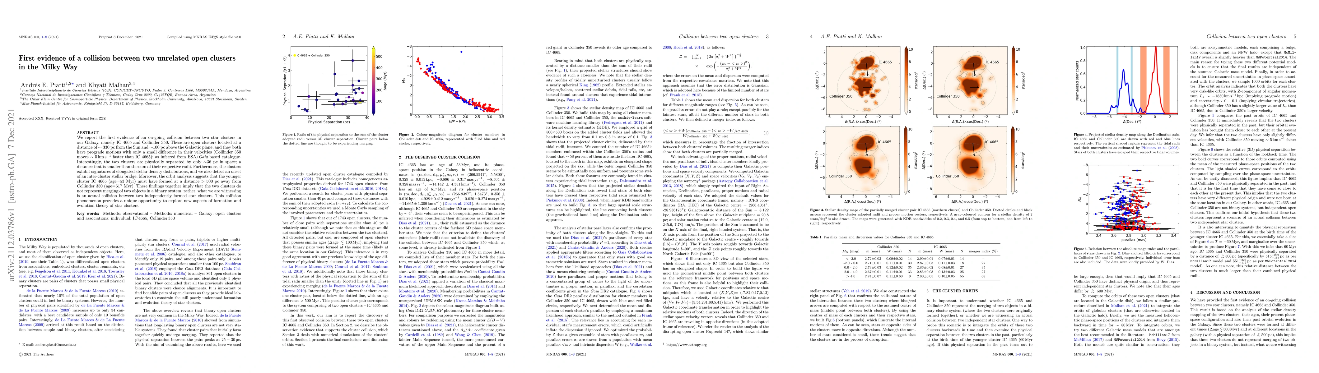 Thumbnail for First evidence of a collision between two unrelated open clusters in the
  Milky Way